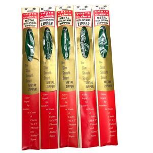 Vintage 36" Neck Opening Metal Zippers Coats and Clark Lot‎ of 5 NOSIP